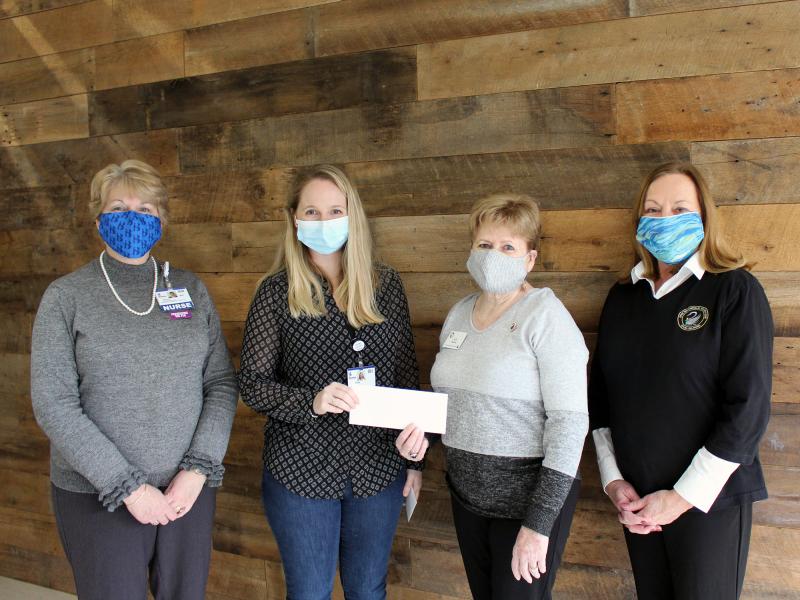 Zwaanendael Club Nursing Student Scholarship presentation attendees shown are (l-r) Tracy Bell, program coordinator for the Margaret H. Rollins School of Nursing; recipient Erin Bendler; and Suzanne Olkowski, education and libraries chair, and Lynn Barberi, vice president, GFWC Zwaanendael Women’s Club. SUBMITTED PHOTO